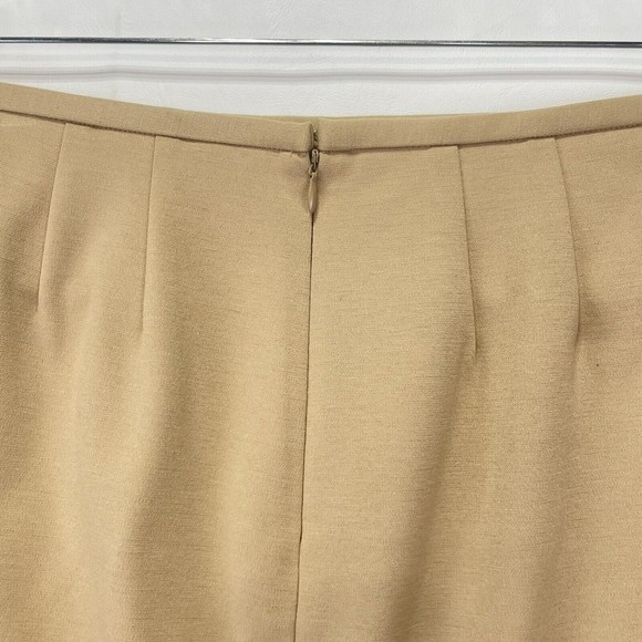 Calvin Klein Beige Skit Sz 10P Gold Zipper Accent Stretch Straight Pencil Skirt - Picture 4 of 12